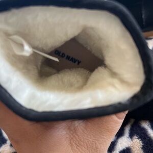 Old Navy Kids Boots with Black Exterior and Cream Lining